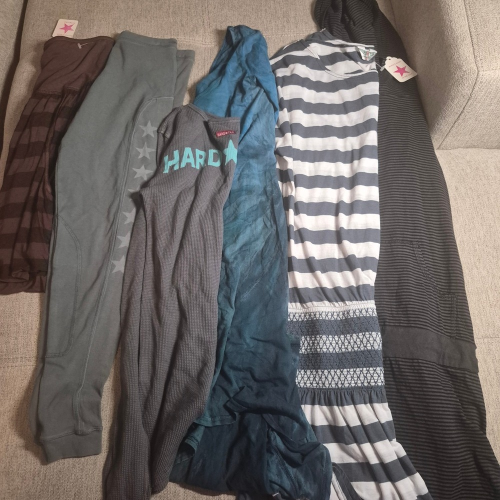 Hard Tail Forever Womens Lot 6pc Tie Dye Dress Thermal Leggings Skirt Striped M